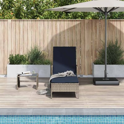 vidaXL Ligstoel Grijs en Marineblauw 200 x 55 x 92 cm poly rattan