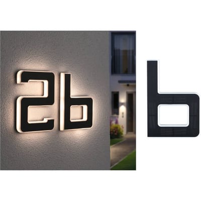 Solar LED-huisnummerverlichting incl. verwisselbare accu Letter B IP44 3000K 6lm Zwart