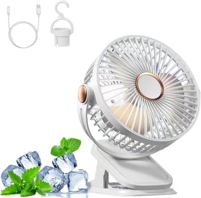 VHV - Draagbare ventilator - USB mini ventilator - compacte persoonlijke fan 1800 mAh 5 standen USB oplaadbaar 360° verstelbaar - voor kantoor, thuis, camping en reizen