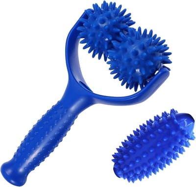 Massage ballen met handvat en noppen - zelfmassage roller voor rug, benen, voeten, handen - spierpijn massager fascia bal massage bal voeten