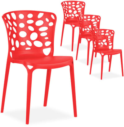 Homestyle4u Tuinstoelen - Set van 4 - Stapelstoelen - Kunststof - Rood