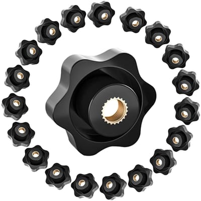 Gripmoeren met Vrouwelijke Draad M8 × 32 mm - 20 Stuks, Zwarte Kunststof, Sterkop Klemknoppen, Voor Mechanische en Industriële Toepassingen