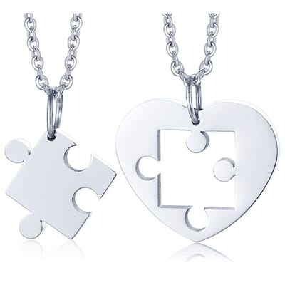 LGT Jewels vriendschapsketting Edelstaal Hart Puzzel