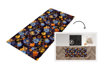Keukenloper - Loper keuken - Patroon - Abstract - Ringen - 120x50 cm - Keukenloper vinyl