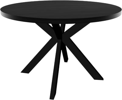 Eettafel rond melamine - Eettafel Sanne - Gezellig dineren - Industriële uitstraling - 120cm diameter - Zwart