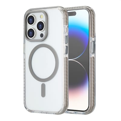 imoshion Hoesje - Geschikt voor iPhone 14 Pro - Combat geschikt voor MagSafe Backcover - Grijs