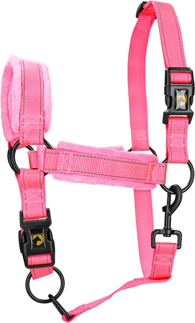 Excellent Horse - XS (Veulen) - Paarden Halster - Superior Essential - Reflecterend - Fleece onderlegde neusriem - Roze
