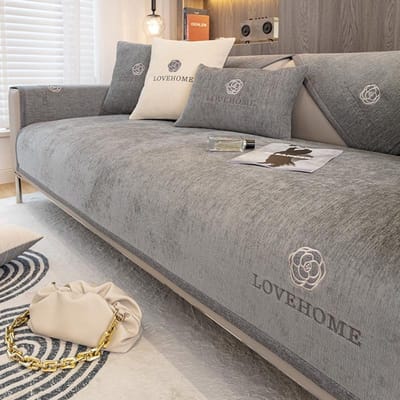 1PC Chenille Bankhoes Mat Universele Anti-Slip Bankkussen voor Woonkamer L-Vorm Hoekbank Handdoek Huisdieren Kinderen Bankbeschermer 45x45 pillowcase 1pc gray