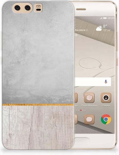 Huawei P10 Plus Bumper Hoesje Wood Concrete