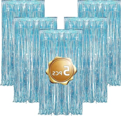 Lametta gordijn lichtblauw glitter - 5 stuks - folie franjes - perfect voor bruiloftsdecoratie - ShopVlot
