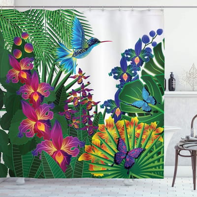 ABAKUHAUS Orchideeën Douchegordijn – Moderne badkamerdecoratie – 175x200 cm