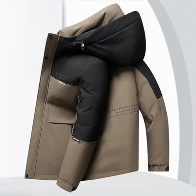 Buiten Drie-proof Jas met Capuchon Winter Nieuw Witte Eendendons Heren Middellange Donsjas 4XL black