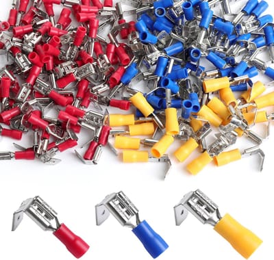 Kabelschoenen, platte stekkerkit, 150 stuks, 22-10 AWG (0,5-6 mm²), voor motorfietsen, auto's en huishoudelijke apparaten