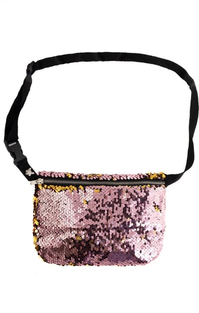 KIMU® Heuptas Pailletten Roze Goud - Fanny Pack Heuptas - Gouden Sequin Tasje Mermaid Zeemeermin Glitter Crossbody Tas Festival