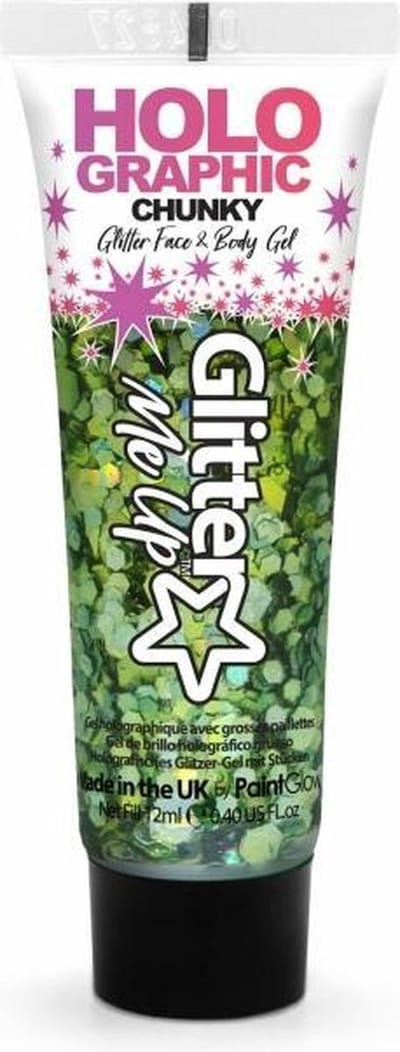 Paintglow Chunky glittergel voor lichaam en gezicht - groen - 12 ml - Glitter schmink