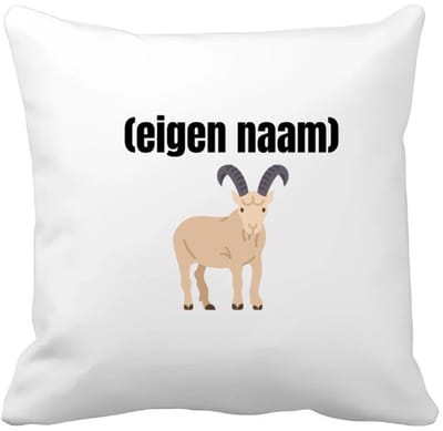 Akyol - geit met hoorn met eigen naam Kussen hoes - Geit - geiten liefhebbers - met eigen naam - dieren liefhebber - leuk cadeau voor iemand die houdt van geiten - cadeau - kado - 40 bij 40 cm