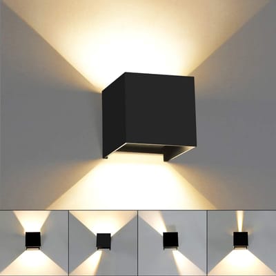 Moderne Zwarte LED Buiten of Binnen Wandlamp 6W 3000K IP65 Richtbaar Aluminium