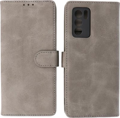 Oppo Reno 6 Pro 5G Hoesje - Book Case Telefoonhoesje - Kaarthouder Portemonnee Hoesje - Wallet Case - Grijs