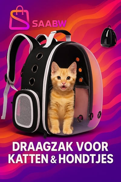Dierenrugzak – Huisdier Transporttas met Ventilatie & Transparant Venster – hondenrugzak – Max. 10 kg – Hond / Kat – Zwart – hondendraagzak - 13402