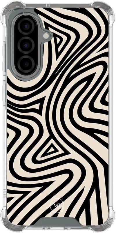 Hoesje (shockproof) geschikt voor Samsung Galaxy A36 - Groovy lines - Extra sterke case - TPU/polycarbonaat - Print - Zwart, Wit, Transparant