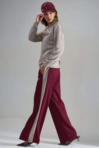 Modal Touch Hoodie met Geborduurde Lange Wijd Fallende Twee-delige Set