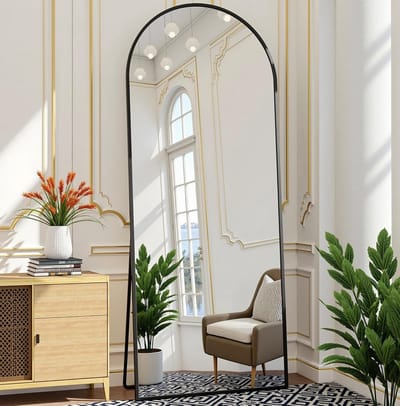 Volledige Spiegel met Bogen 58 Inch - Vrijstaand en Wandmontage - Modern Design voor Badkamer en Slaapkamer