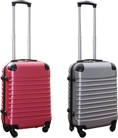 Travelerz kofferset 2 delige ABS handbagage koffers - met cijferslot - 39 liter - roze - zilver
