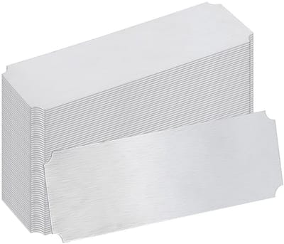 Dailygoods- Aluminium Labels 60 Stuks - Lasergegraveerde Metalen Plaat - Blanco Labels - 7,5 x 2,5 cm - Voor Ketting/Armband - Zilver Metaal - Etiketten