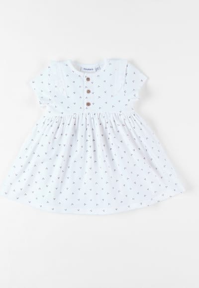 Jersey jurk met bloemenprint, ecru