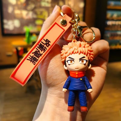 Jujutsu Kaisen Chibi Sleutelhanger Gojo Satoru Itadori Yuji Gepersonaliseerde Sleutelhangers Cartoon Grappige Sieraden Cadeau voor Vrienden Sleutelhanger Anime beige