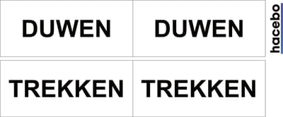 Deursticker Set Duwen Trekken Horizontaal - 7x3 cm - Set van 4 stuks - Wit met zwarte tekst - Push en Pull - UV en Waterproof