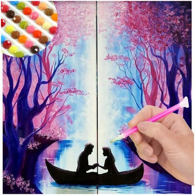 Diamant Bordenset 'Verliefd Paar' 30x30cm - Knutselen & Decoratie