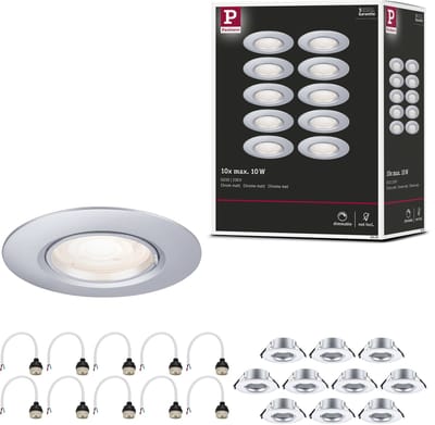 Inbouwlamp Set van 10 star rond 90 mm GU10 max. 10x10W 230V dimbaar Chroom mat