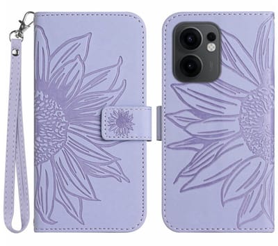 Coverup Hoesje - Geschikt voor OPPO Reno13 F / FS 5G Hoesje - Coverup Zonnebloem Book Case met Koord - Lavendel