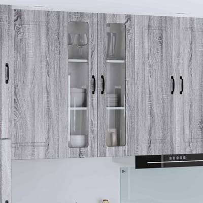vidaXL - Wandglas - Kasten - LUCCA - Grijs - sonoma - 60 - x - 31 - x - 100 - cm