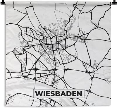 Wandkleed - Wanddoek - Wiesbaden - Kaart - Plattegrond - Stadskaart - 180x180 cm - Wandtapijt