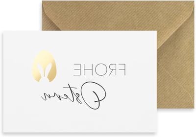 Paaskaart met envelop - Wenskaart vouwkaart - Paasgroeten sturen - Natuurpapier envelop - 10.5 x 14.8 cm - Goud zwart