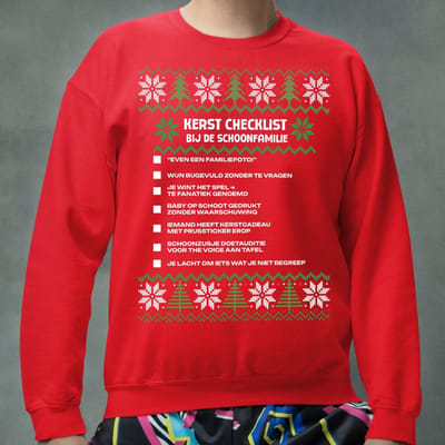 Kerst Trui Rood Kerst Checklist - Overleven Bij Je Schoonfamilie V2 XS