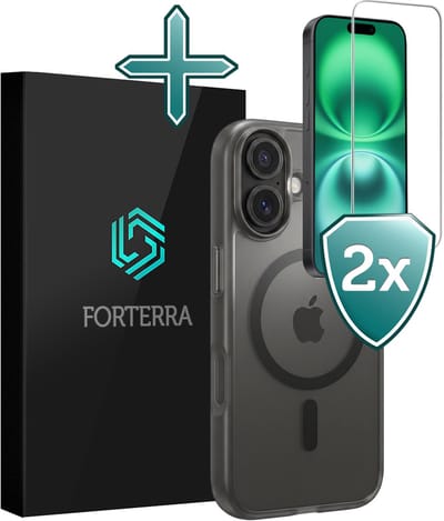Hoesje Met 2x Screenprotector - Geschikt voor Apple iPhone 16 - Magsafe Compatible - Sterk & Shockproof - Shock Proof Case - Back Cover - Telefoon Hoes - Zwart
