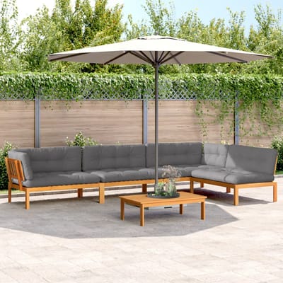 vidaXL - 5-delige - Loungeset - pallet - met - kussens - massief - acaciahout