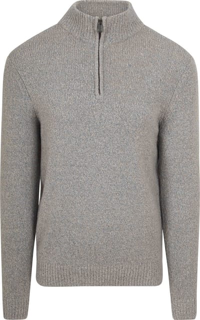 Suitable Half Zip Pullover Boiled Wool Grijs - Maat S - Heren - Quarter zip - Schipperstrui met rits - Volwassen mannen