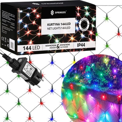 Springos Lichtgordijn | IJspegel Verlichting | Inclusief USB En Afstandsbediening | 144 LED | Multicolor | 3 M | Raster