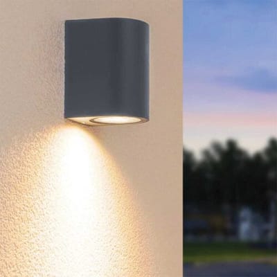 HOFTRONIC – Alvin Wandlamp rond – Dimbaar – GU10 fitting excl. lichtbron – Antraciet aluminium – IP65 – Downlight – Wandlamp binnen en buiten