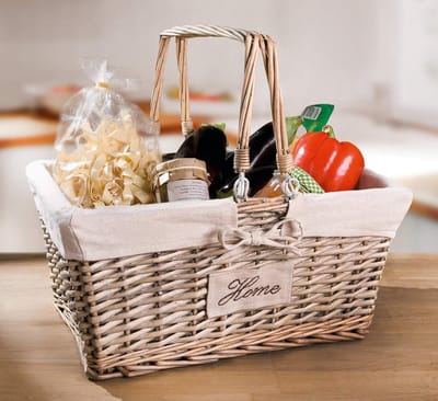 Stapelbare Gevlochten Boodschappenmand met Handvat voor Picknick en Boodschappen
