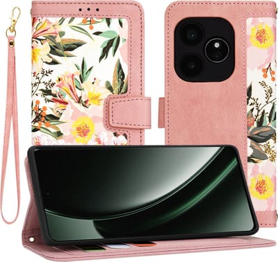 Hoesje geschikt voor Realme GT 6 - Techsuit FlipCraft Book Wallet Case met koord - Sweetheart Pink