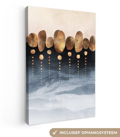 Canvas schilderij 20x30 cm - Wanddecoratie Goud - Abstract - Luxe - Muurdecoratie woonkamer - Slaapkamer decoratie - Kamer accessoires - Schilderijen op canvas