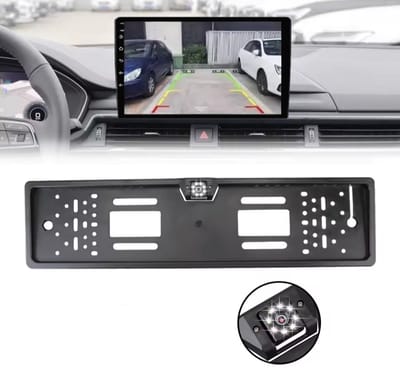 Achteruitrijcamera-set met kentekenhouder | Met universele tulp / RCA aansluiting | Parkeerhulp universeel | 6m kenteken camera | Geschikt voor aftermarket Android, Carplay autoradio