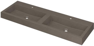 INK Momento Wastafel Quartz Dubbel met 2 Kraangaten - 1400x450x90 mm - Quartz Beton