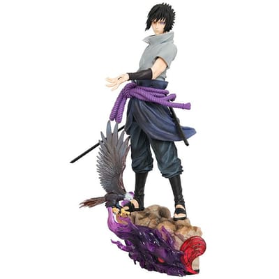 Figurine Naruto Shippuden 38cm Naruto Uzumaki Uchiha Sasuke Anime Japonais Figurine d'Action en PVC Jouet Statue Figurine de Collection Poupée gray