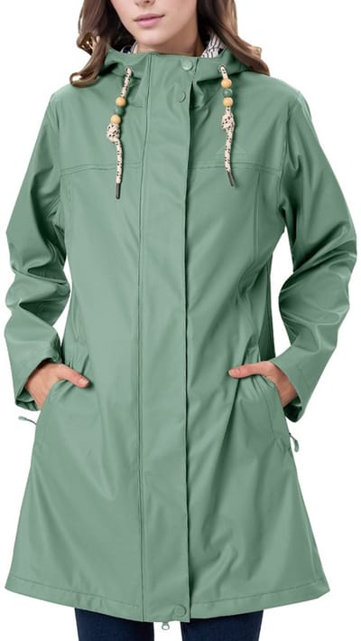 Daity Regenjas dames parka | waterdichte PU jas met capuchon voor regen - Maat S